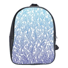 Blue Ombre Feather Pattern, White, School Bag (xl) by Zandiepants