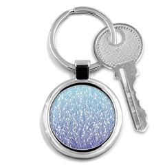 Blue Ombre Feather Pattern, White, Key Chain (round) by Zandiepants