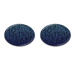 Blue Ombre Feather Pattern, Black, Cufflinks (oval) by Zandiepants