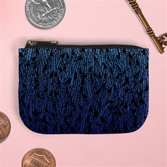 Blue Ombre Feather Pattern, Black, Mini Coin Purse by Zandiepants