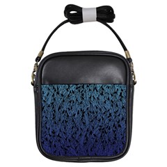 Blue Ombre Feather Pattern, Black, Girls Sling Bag by Zandiepants