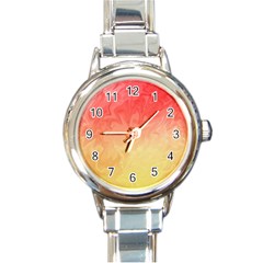 Ombre Orange Yellow Round Italian Charm Watch by BrightVibesDesign