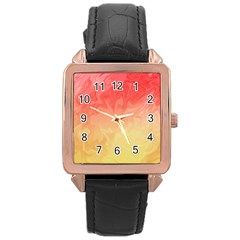 Ombre Orange Yellow Rose Gold Leather Watch  by BrightVibesDesign