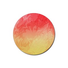 Ombre Orange Yellow Rubber Coaster (round)  by BrightVibesDesign