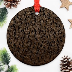 Brown Ombre Feather Pattern, Black, Ornament (round) by Zandiepants