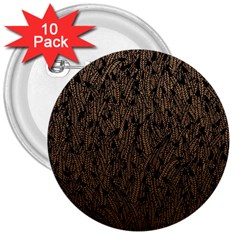 Brown Ombre Feather Pattern, Black, 3  Button (10 Pack) by Zandiepants