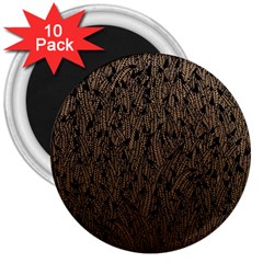 Brown Ombre Feather Pattern, Black, 3  Magnet (10 Pack) by Zandiepants