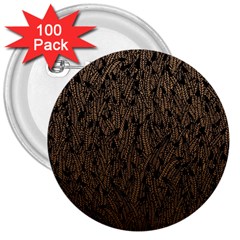 Brown Ombre Feather Pattern, Black, 3  Button (100 Pack) by Zandiepants