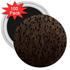 Brown Ombre Feather Pattern, Black, 3  Magnet (100 Pack) by Zandiepants