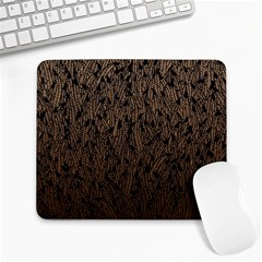 Brown Ombre Feather Pattern, Black, Large Mousepad by Zandiepants