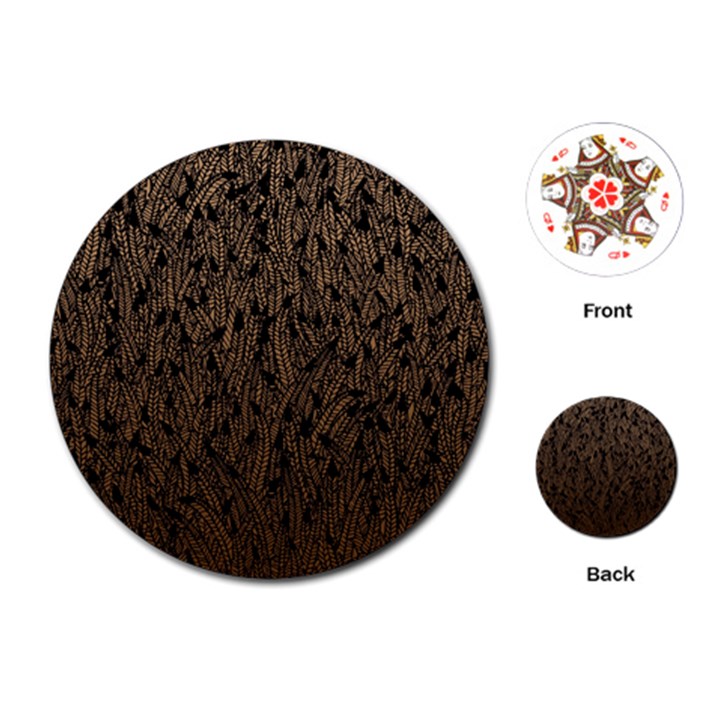 Brown Ombre feather pattern, black, Playing Cards (Round)