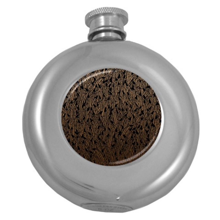 Brown Ombre feather pattern, black, Hip Flask (5 oz)