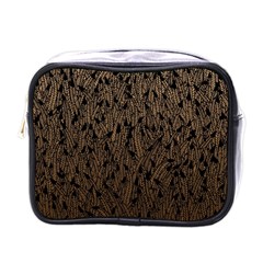 Brown Ombre Feather Pattern, Black, Mini Toiletries Bag (one Side) by Zandiepants