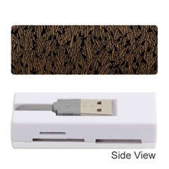 Brown Ombre Feather Pattern, Black, Memory Card Reader (stick)