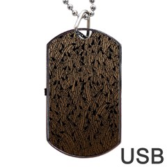 Brown Ombre Feather Pattern, Black, Dog Tag Usb Flash (one Side)