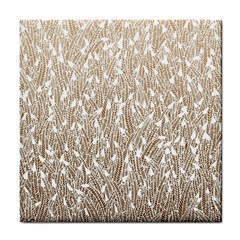 Brown Ombre Feather Pattern, White, Tile Coaster