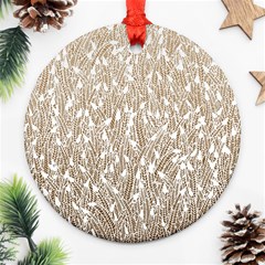 Brown Ombre Feather Pattern, White, Ornament (round) by Zandiepants