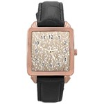 Brown Ombre feather pattern, white, Rose Gold Leather Watch  Front