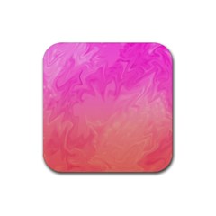 Ombre Pink Orange Rubber Coaster (square)  by BrightVibesDesign