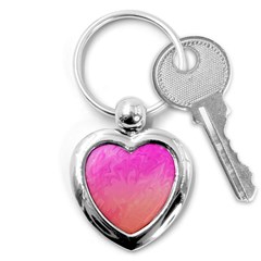 Ombre Pink Orange Key Chains (heart)  by BrightVibesDesign