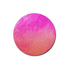 Ombre Pink Orange Rubber Coaster (round)  by BrightVibesDesign