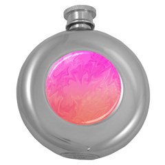 Ombre Pink Orange Round Hip Flask (5 Oz) by BrightVibesDesign