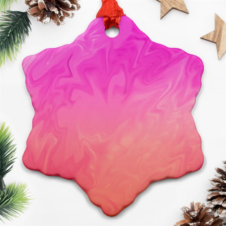 Ombre Pink Orange Snowflake Ornament (2-Side)