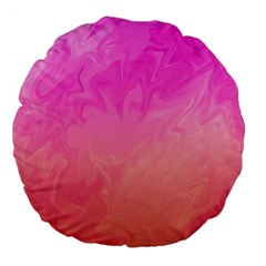 Ombre Pink Orange Large 18  Premium Flano Round Cushions by BrightVibesDesign