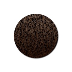 Brown Ombre Feather Pattern, Black, Rubber Round Coaster (4 Pack) by Zandiepants