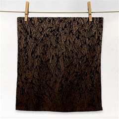 Brown Ombre Feather Pattern, Black, Face Towel by Zandiepants