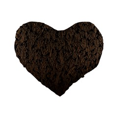 Brown Ombre Feather Pattern, Black, Standard 16  Premium Heart Shape Cushion  by Zandiepants