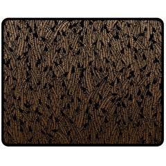 Brown Ombre Feather Pattern, Black, Double Sided Fleece Blanket (medium)