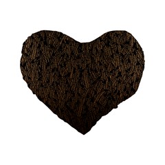 Brown Ombre Feather Pattern, Black, Standard 16  Premium Flano Heart Shape Cushion  by Zandiepants