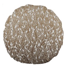 Brown Ombre Feather Pattern, White, Large 18  Premium Round Cushion  by Zandiepants