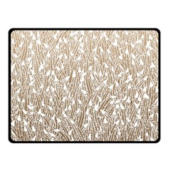 Brown Ombre Feather Pattern, White, Double Sided Fleece Blanket (small)