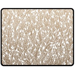 Brown Ombre Feather Pattern, White, Double Sided Fleece Blanket (medium)