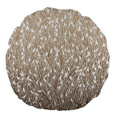 Brown Ombre Feather Pattern, White, Large 18  Premium Flano Round Cushion  by Zandiepants