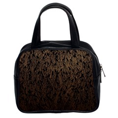 Brown Ombre Feather Pattern, Black, Classic Handbag (two Sides) by Zandiepants