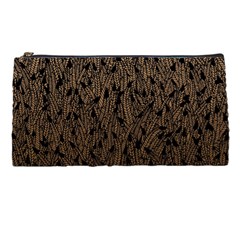 Brown Ombre Feather Pattern, Black, Pencil Case by Zandiepants