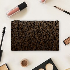 Brown Ombre Feather Pattern, Black, Cosmetic Bag (medium) by Zandiepants