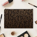 Brown Ombre feather pattern, black, Cosmetic Bag (Large) Front