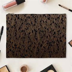 Brown Ombre Feather Pattern, Black, Cosmetic Bag (xl) by Zandiepants