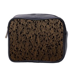 Brown Ombre Feather Pattern, Black, Mini Toiletries Bag (two Sides) by Zandiepants