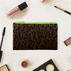 Brown Ombre Feather Pattern, Black, Cosmetic Bag (xs) by Zandiepants