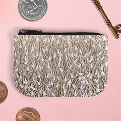 Brown Ombre Feather Pattern, White, Mini Coin Purse by Zandiepants