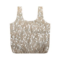 Brown Ombre Feather Pattern, White, Full Print Recycle Bag (m) by Zandiepants