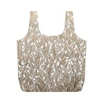 Brown Ombre feather pattern, white, Full Print Recycle Bag (M) Front