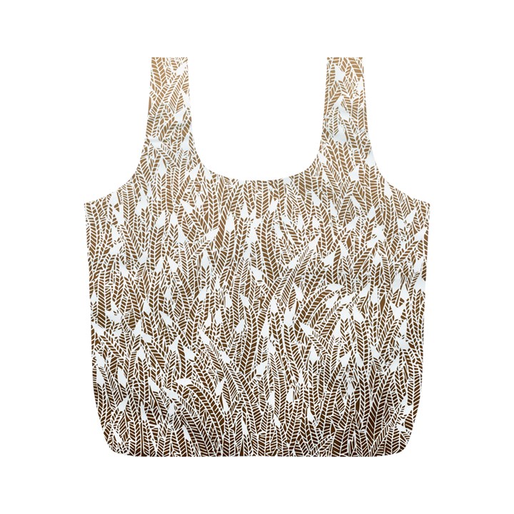 Brown Ombre feather pattern, white, Full Print Recycle Bag (M)