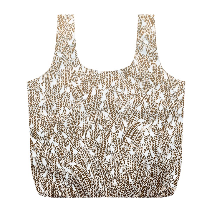 Brown Ombre feather pattern, white, Full Print Recycle Bag (L)