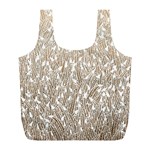 Brown Ombre feather pattern, white, Full Print Recycle Bag (L) Back